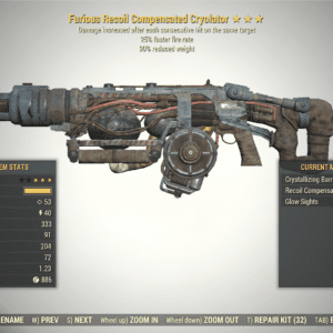 Screenshot of a Fallout 76 item for PC & Steam players, showing the stats.