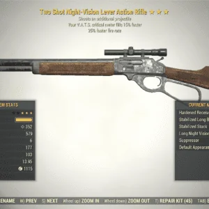 Screenshot of a Fallout 76 item for PC & Steam players, showing the stats.