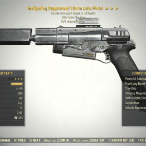 Screenshot of a Fallout 76 item for PC & Steam players, showing the stats.