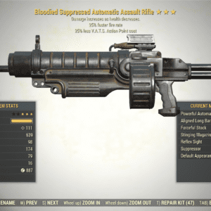 Screenshot of a Fallout 76 item for PC & Steam players, showing the stats.