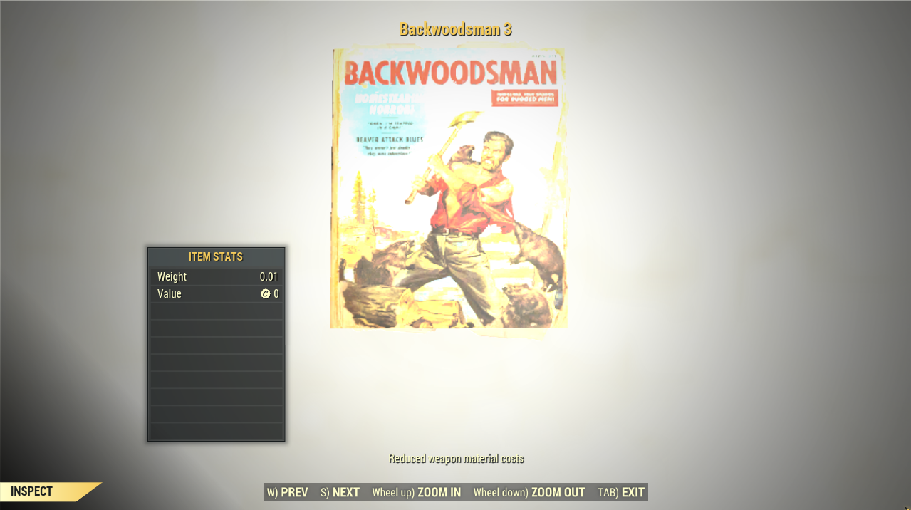 Screenshot of a Fallout 76 item for PC & Steam players, showing the stats.