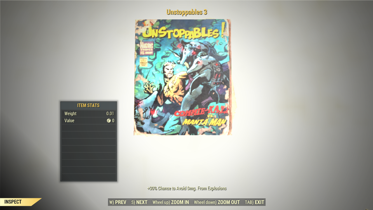 Screenshot of a Fallout 76 item for PC & Steam players, showing the stats.
