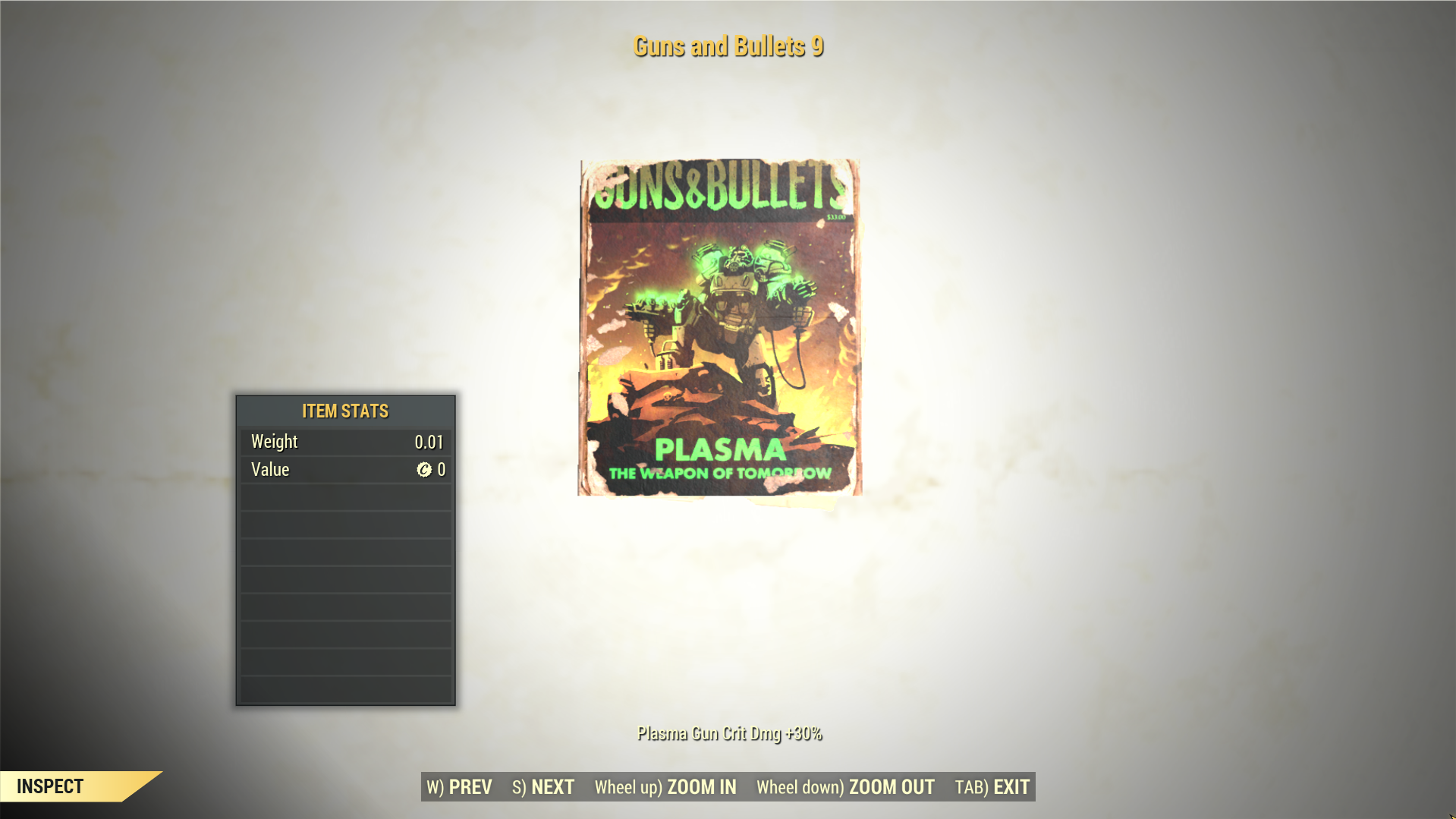 Screenshot of a Fallout 76 item for PC & Steam players, showing the stats.