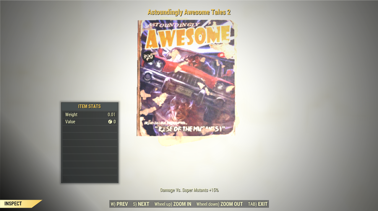 Screenshot of a Fallout 76 item for PC & Steam players, showing the stats.