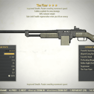 Screenshot of a Fallout 76 item for PC & Steam players, showing the stats.