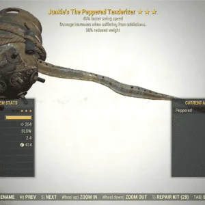 Screenshot of a Fallout 76 item for PC & Steam players, showing the stats.