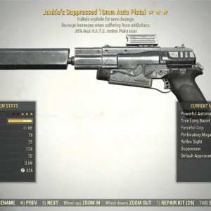Screenshot of a Fallout 76 item for PC & Steam players, showing the stats.