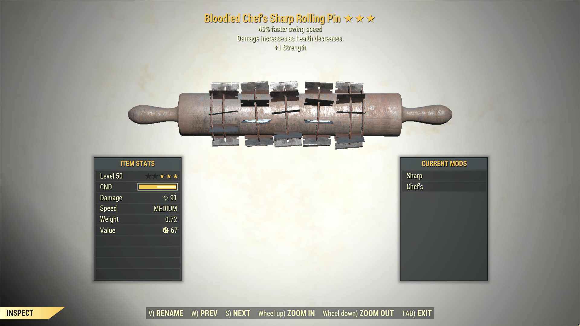 Screenshot of a Fallout 76 item for PC & Steam players, showing the stats.