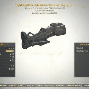 Screenshot of a Fallout 76 item for PC & Steam players, showing the stats.