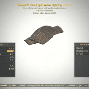 Screenshot of a Fallout 76 item for PC & Steam players, showing the stats.