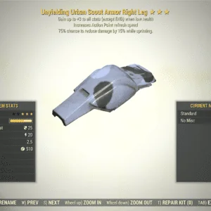 Screenshot of a Fallout 76 item for PC & Steam players, showing the stats.