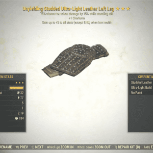 Screenshot of a Fallout 76 item for PC & Steam players, showing the stats.