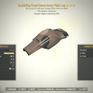 Screenshot of a Fallout 76 item for PC & Steam players, showing the stats.