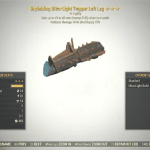 Screenshot of a Fallout 76 item for PC & Steam players, showing the stats.