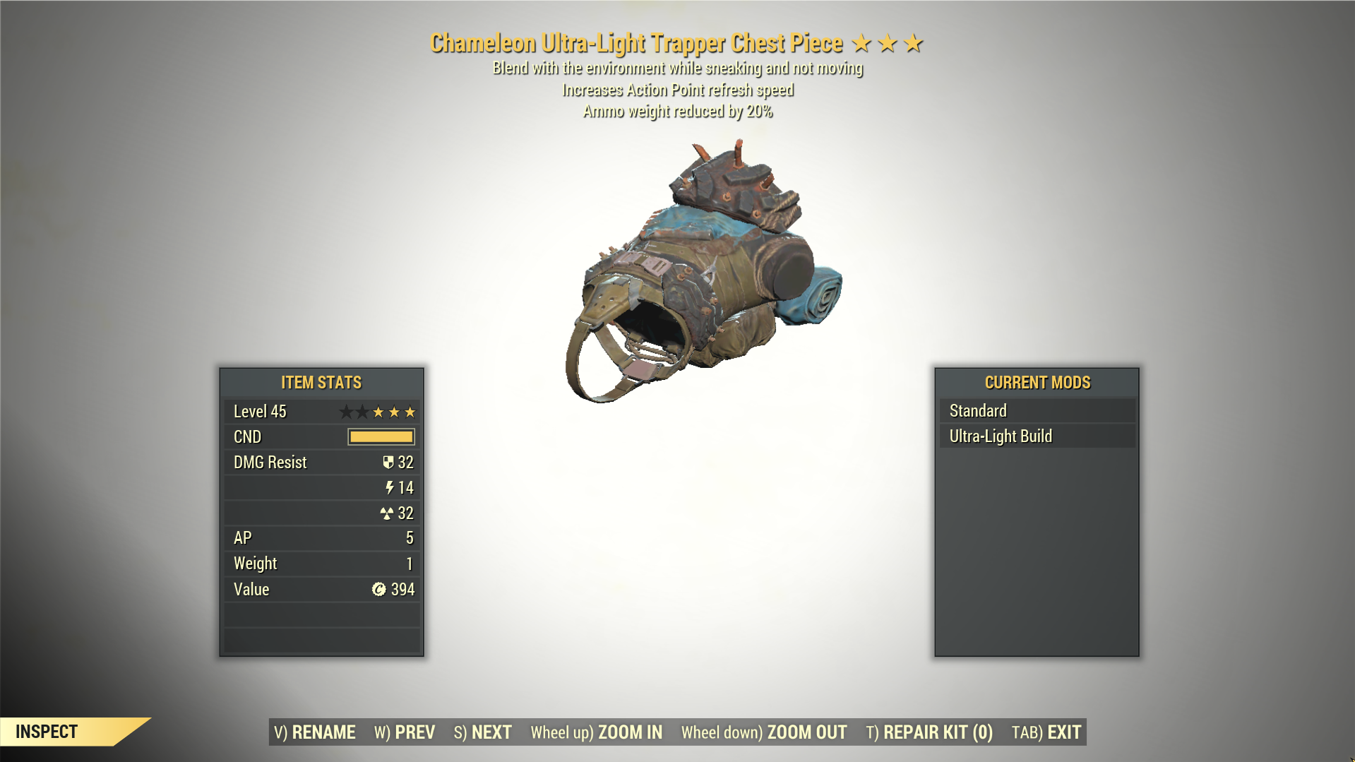 Screenshot of a Fallout 76 item for PC & Steam players, showing the stats.