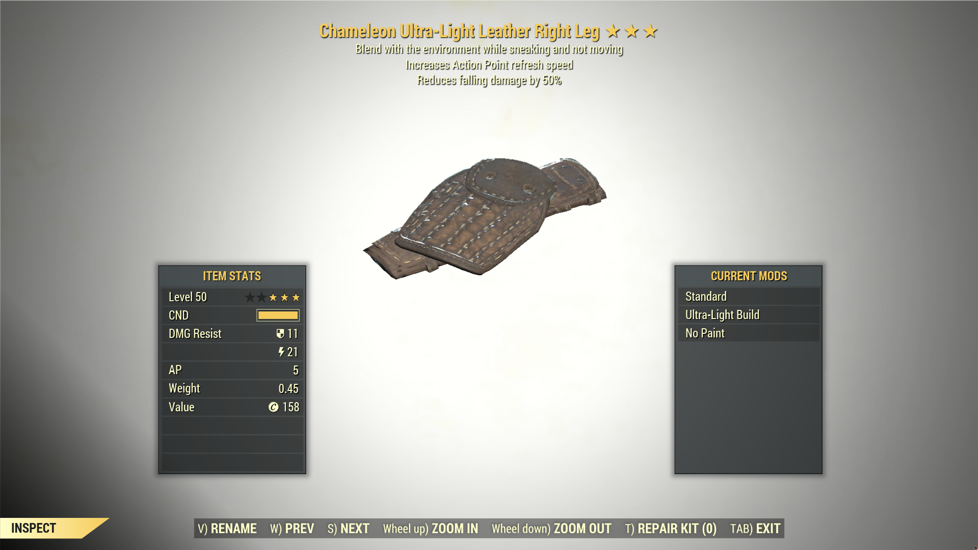 Screenshot of a Fallout 76 item for PC & Steam players, showing the stats.