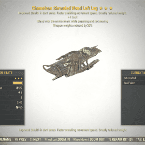 Screenshot of a Fallout 76 item for PC & Steam players, showing the stats.