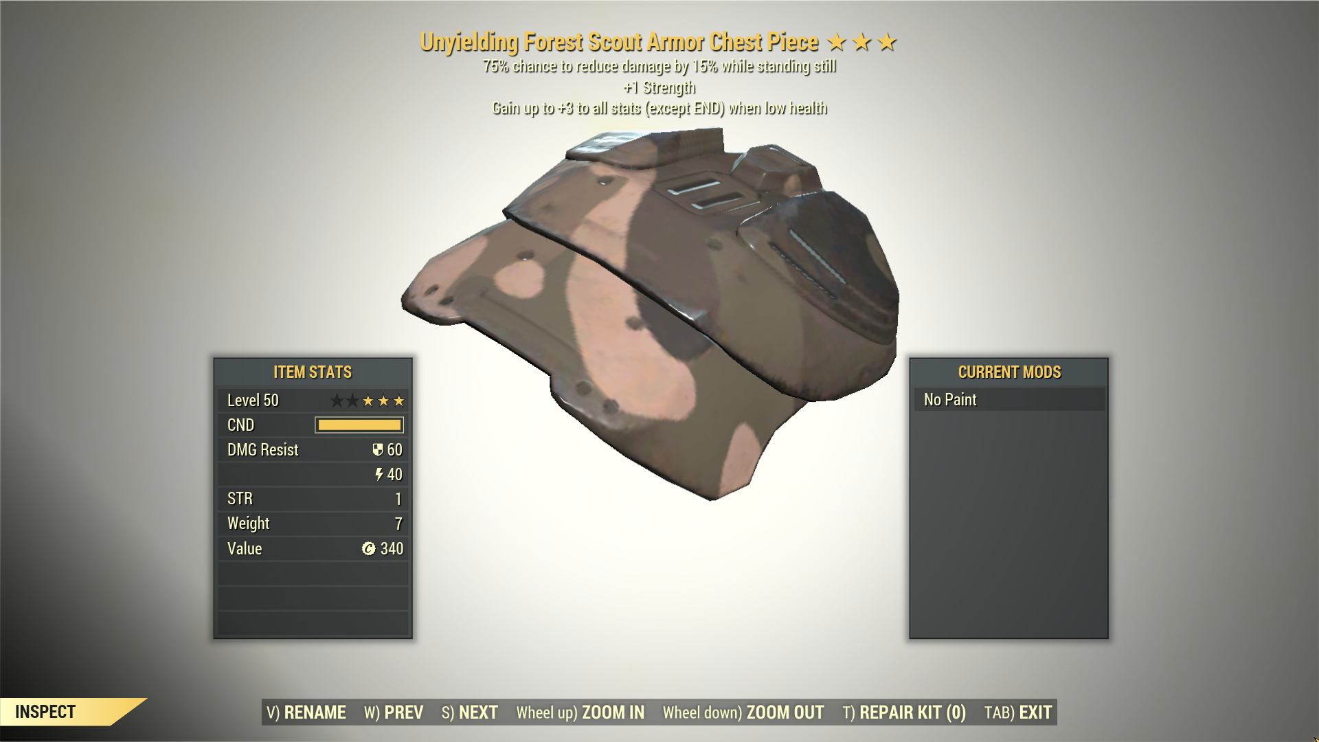 Screenshot of a Fallout 76 item for PC & Steam players, showing the stats.