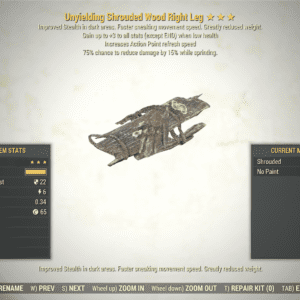 Screenshot of a Fallout 76 item for PC & Steam players, showing the stats.