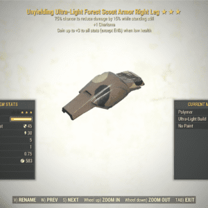 Screenshot of a Fallout 76 item for PC & Steam players, showing the stats.