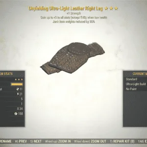Screenshot of a Fallout 76 item for PC & Steam players, showing the stats.