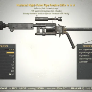 Screenshot of a Fallout 76 item for PC & Steam players, showing the stats.