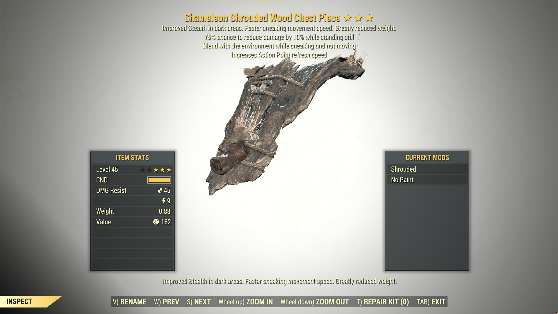 Screenshot of a Fallout 76 item for PC & Steam players, showing the stats.
