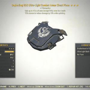 Screenshot of a Fallout 76 item for PC & Steam players, showing the stats.