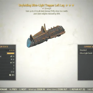 Screenshot of a Fallout 76 item for PC & Steam players, showing the stats.