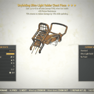 Screenshot of a Fallout 76 item for PC & Steam players, showing the stats.