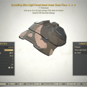 Screenshot of a Fallout 76 item for PC & Steam players, showing the stats.