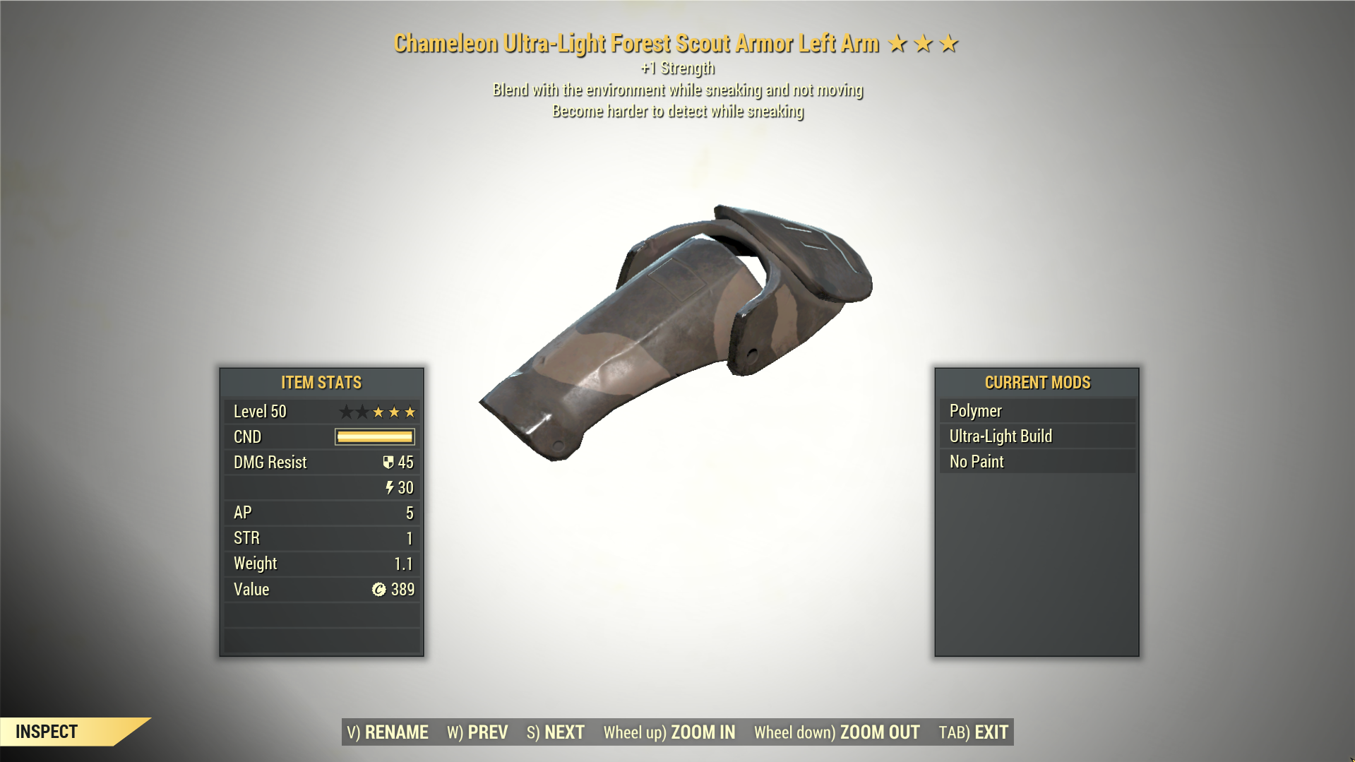 Screenshot of a Fallout 76 item for PC & Steam players, showing the stats.