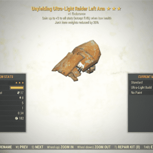 Screenshot of a Fallout 76 item for PC & Steam players, showing the stats.