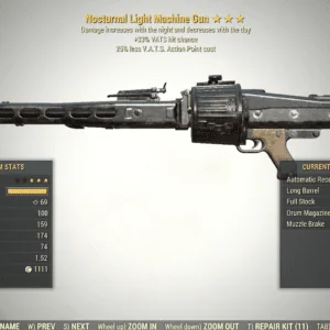 Screenshot of a Fallout 76 item for PC & Steam players, showing the stats.
