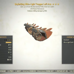 Screenshot of a Fallout 76 item for PC & Steam players, showing the stats.