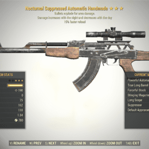 Screenshot of a Fallout 76 item for PC & Steam players, showing the stats.