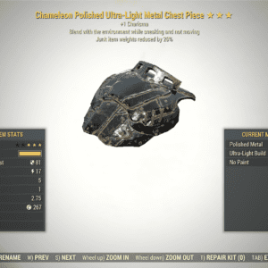 Screenshot of a Fallout 76 item for PC & Steam players, showing the stats.