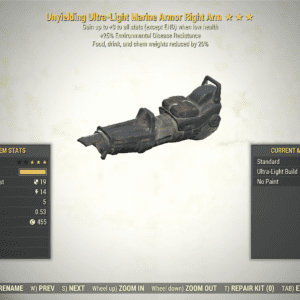 Screenshot of a Fallout 76 item for PC & Steam players, showing the stats.