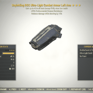 Screenshot of a Fallout 76 item for PC & Steam players, showing the stats.