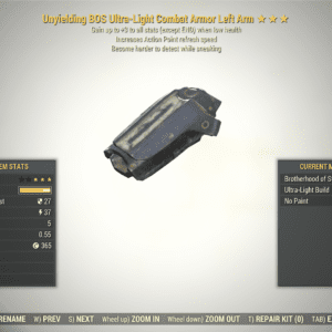 Screenshot of a Fallout 76 item for PC & Steam players, showing the stats.