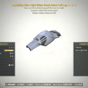 Screenshot of a Fallout 76 item for PC & Steam players, showing the stats.