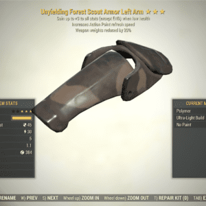 Screenshot of a Fallout 76 item for PC & Steam players, showing the stats.