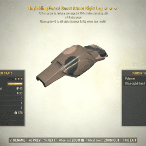 Screenshot of a Fallout 76 item for PC & Steam players, showing the stats.