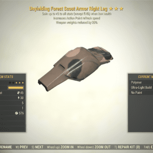 Screenshot of a Fallout 76 item for PC & Steam players, showing the stats.