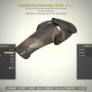 Screenshot of a Fallout 76 item for PC & Steam players, showing the stats.