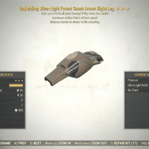 Screenshot of a Fallout 76 item for PC & Steam players, showing the stats.
