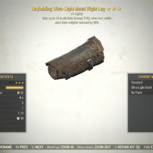 Screenshot of a Fallout 76 item for PC & Steam players, showing the stats.