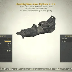 Screenshot of a Fallout 76 item for PC & Steam players, showing the stats.