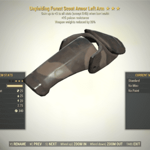 Screenshot of a Fallout 76 item for PC & Steam players, showing the stats.