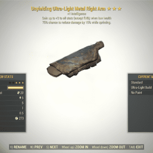 Screenshot of a Fallout 76 item for PC & Steam players, showing the stats.